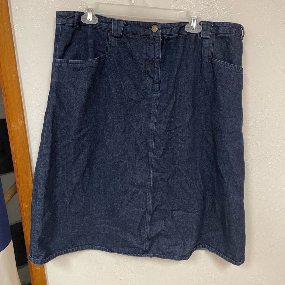Dark denim jean midi skirt (size 18)